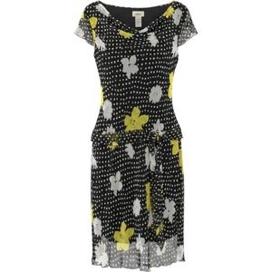 Vintage OMBRE Polka Dot Floral Dress 90s Flowy Short Sleeve Cowl Y2K SZ 11/12